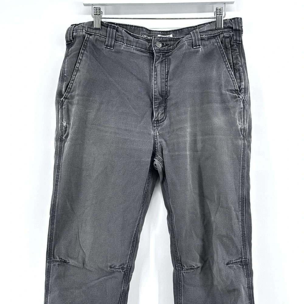 Carhartt Faded Grey Work Pants 34x36 Distressed Repair Grunge Workwear Carpenter